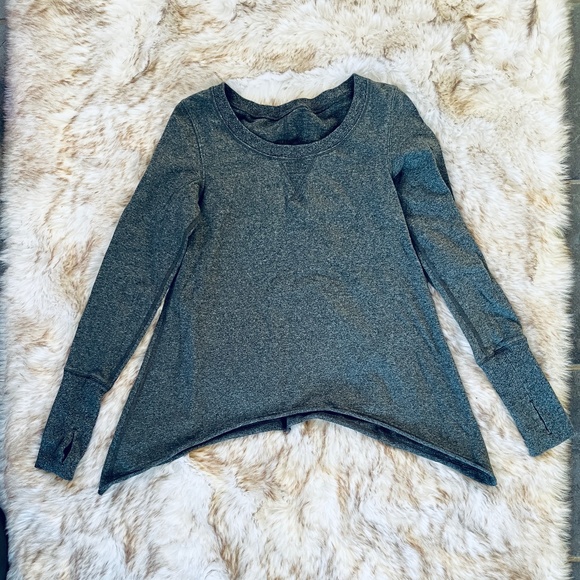 Lululemon Tea Lounge Pullover Heathered Coal Sharkbite Sweatshirt Thumbhole - Picture 2 of 7